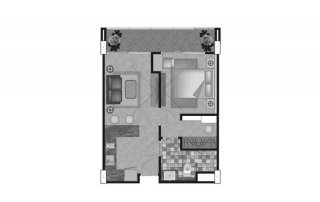 Apartment floor plan, 1 bedroom in Calypso Garden No. 11006