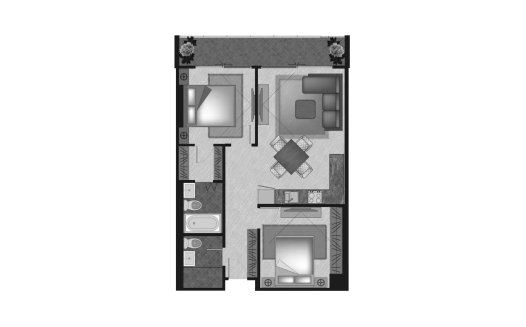 Apartment floor plan, 2 bedrooms in Calypso Garden No. 11007 (2D)